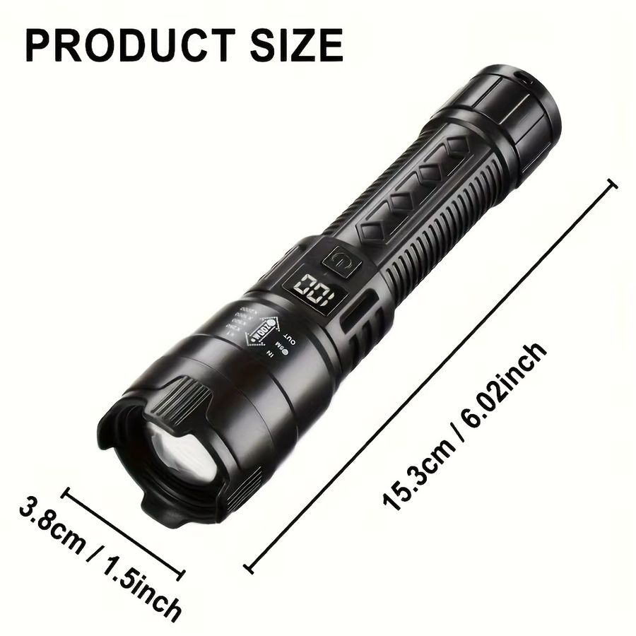 NEWBIRTH Taktische LED-Taschenlampe mit Zoom und USB-C Lademöglichkeit, 1000 lm, Ultrahell für Outdoor und Camping - Bild 4