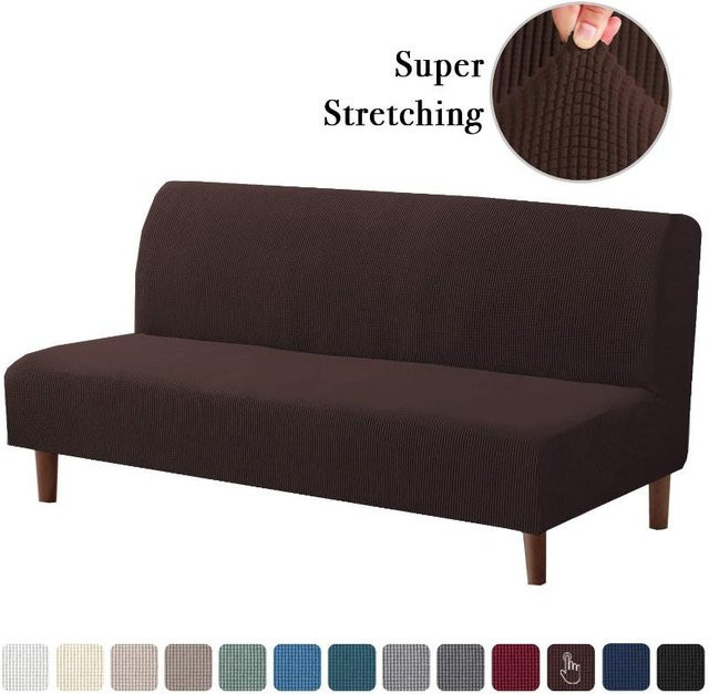 RTTIME Stretchbezug für armlose Schlafsofas in Dunkelbraun, elastischer Jacquard-Sofaüberzug aus Spandex - Bild 1