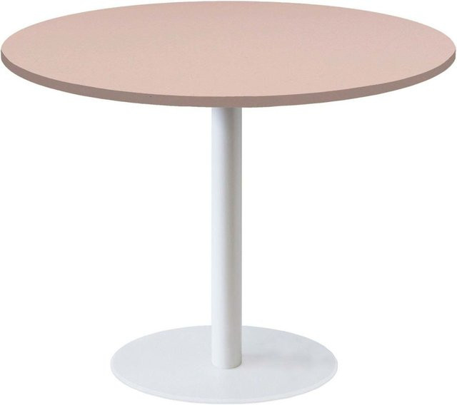 RestooTab Tisch Rome XL rund in Weiß und Altrosa mit zentraler Säule, Durchmesser: 120 cm, Höhe: 73 cm - Bild 1