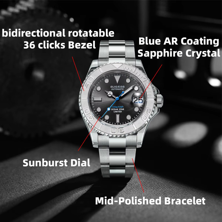 Sugess Armbanduhr, Automatik, Edelstahl, Herren, 10 ATM - Bild 2