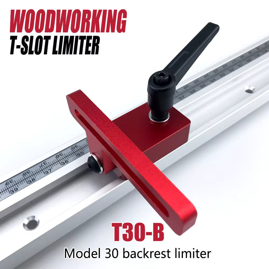 QDS T-Track Stop Limiter aus Aluminium in Rot für die Holzbearbeitung und Werkbank - Bild 2