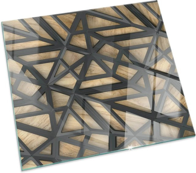Tulup Kamin Glasplatte Geometrie in Braun, B/B: 60 x 60 cm - Bild 1