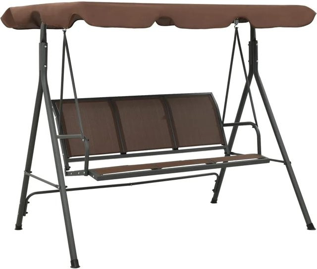 vidaXL Hollywoodschaukel mit Dach in Kaffeebraun für Garten und Terrasse aus pulverbeschichtetem Stahl und Textilene - Bild 1