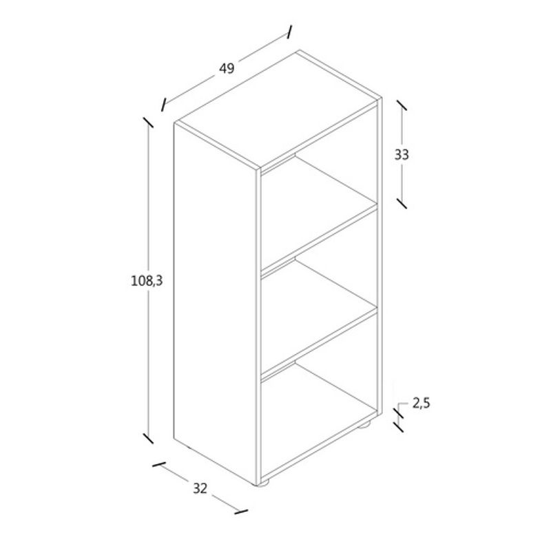 VCM Büroregal Ulas in Weiß mit 3 Fachböden aus Holzwerkstoff, Breite: 49 cm, Höhe: 108 cm, Tiefe: 32 cm - Bild 3