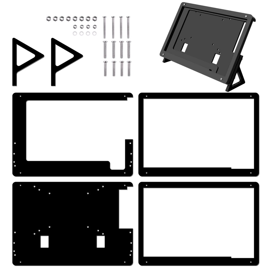 Acryl Gehäuse für 7 Zoll LCD Kontakt Bildschirm Modell B in Schwarz - Bild 2