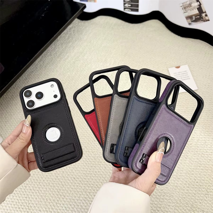 szHAIyu Stoßfeste Business-Lederhülle für iPhone in Braun mit mattem Finish - Bild 4