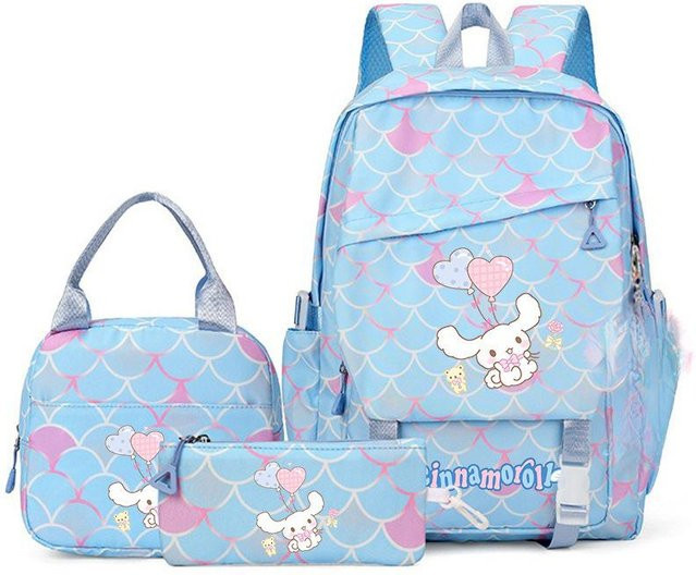 3-teiliges Schulrucksack-Set in Blau aus Oxford-Stoff mit Schultasche, Schultergurt und Federmäppchen - Bild 1