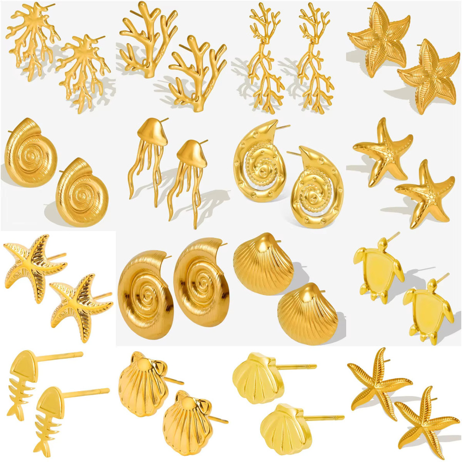Ohrstecker Quallen, Edelstahl, Gold, Damen - Bild 1