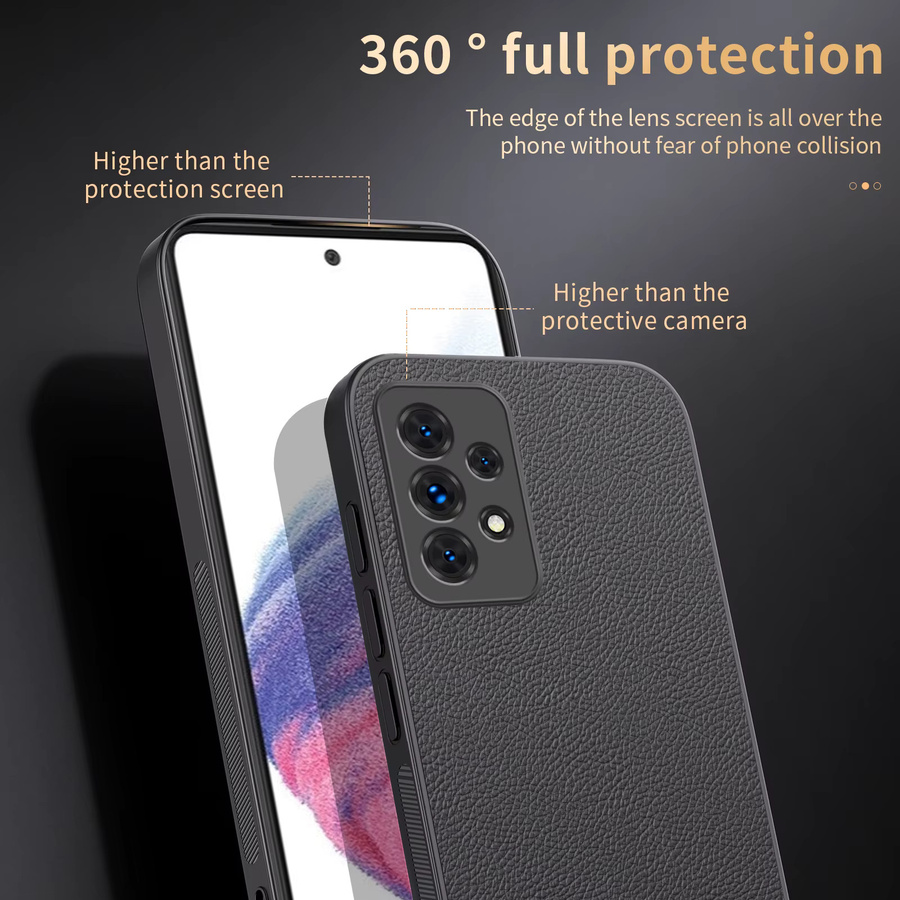 Matte Silikonhülle mit Litschi-Textur aus Leder für Samsung Galaxy A55 A54 A53 A52 A51 A35 A34 A30S A23 A15 A14 A50S A50 A71 in Schwarz oder Braun - Bild 2