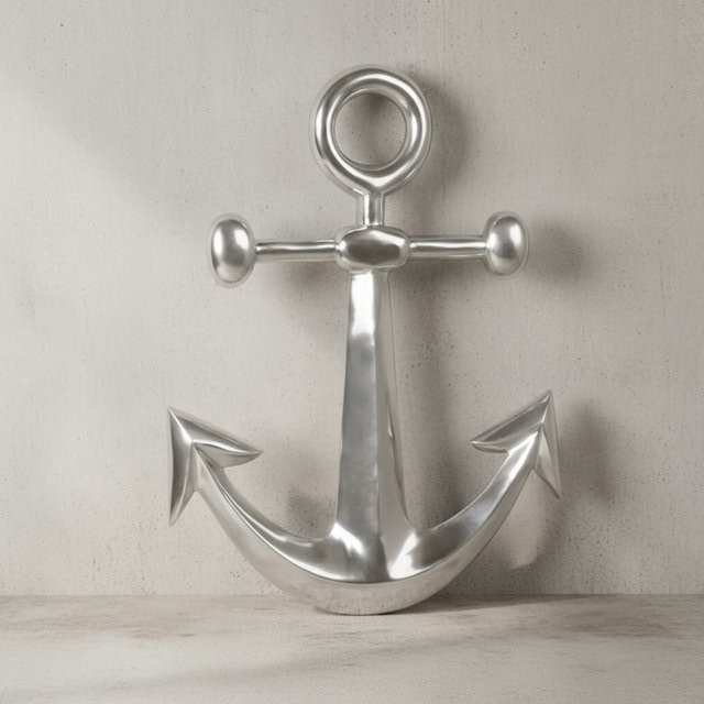 KADIMA DESIGN Maritime Dekofigur aus Aluminium in Silber, Handgefertigte Wanddeko, Höhe: 63,0 cm - Bild 1