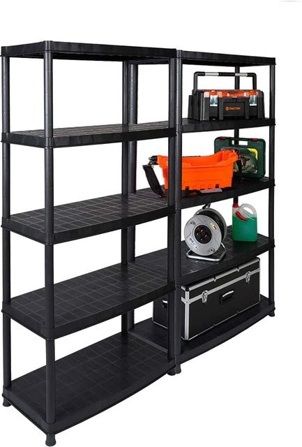 Set aus 2 x Kreher Kunststoff Steckregal Optimo in Schwarz mit geschlossenen Böden, B/T/H: 40,5 x 30,0 x 185,0 cm - Bild 2