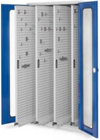 Kappes Vertikalschrank RasterPlan Mod. 83 aus Stahl in Grau und Blau mit Sichtfenstertür und Schloss, B: 100 cm, T: 60 cm, H: 195 cm - Bild 1