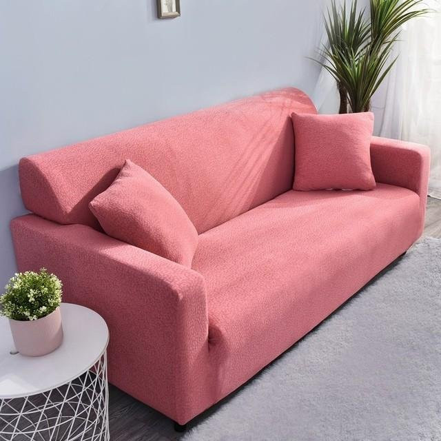 Elastische Seersucker Sofahülle als Vollabdeckung für L-förmige Ecksofas, 1-Sitzer, Farbe: Pink - Bild 1