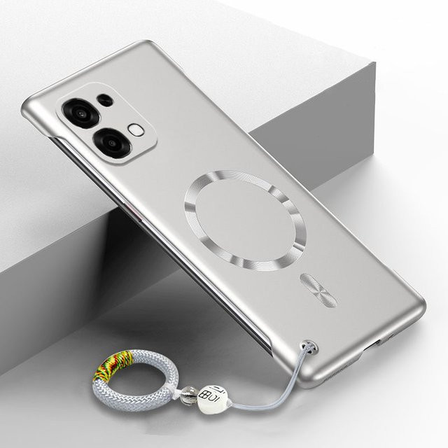 Lucky Ring Fundas Magnetische Handyhülle für OPPO A6 A6S A6T Pro A6K A6 Global, Rahmenlose matte PC-Abdeckung, Stoßfest, Schwarz/Silber - Bild 1