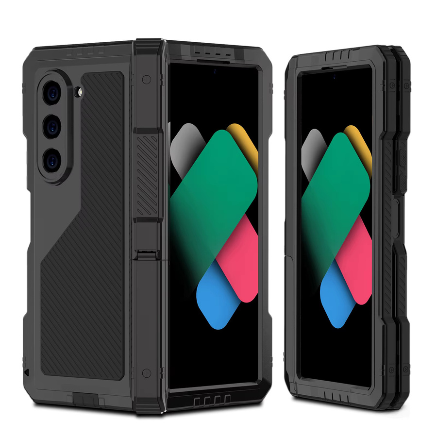 Shellbox All-Inclusive-Handyhülle aus Metall mit faltbarem Anti-Drop-Schutz für Samsung Galaxy Z Fold7 und Z Fold6, Schwarz - Bild 2