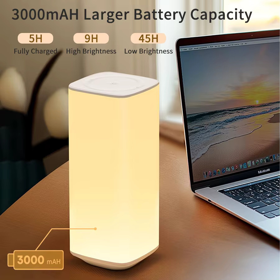 GGBEE Wiederaufladbare LED Touch-Tischlampe mit Fernbedienung, RGB-dimmbares Nachtlicht mit Timer für Schlafzimmer und Wohnzimmer - Bild 4