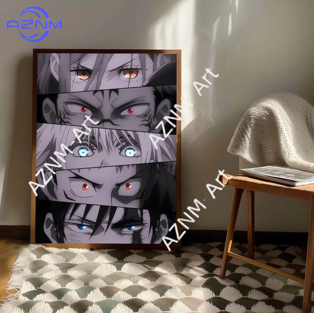 KAYOU Anime Jujutsu Kaisen Leinwandgemälde Collage mit Itadori Yuji, Fushiguro Megumi und Sukuna als modernes Wandposter in Mehrfarbig - Bild 1