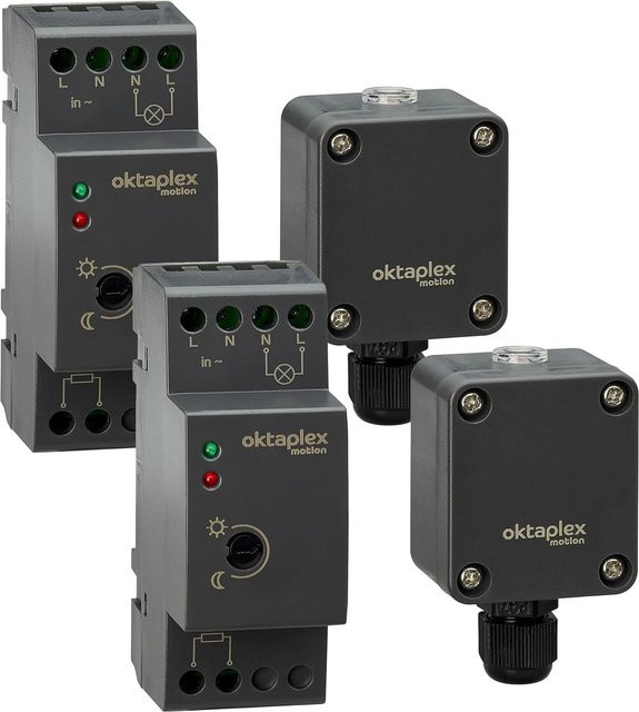 Oktaplex Edi 2er Set Dämmerungsschalter 230V für Hutschiene mit externem Sensor in Anthrazit und Grau - Bild 1