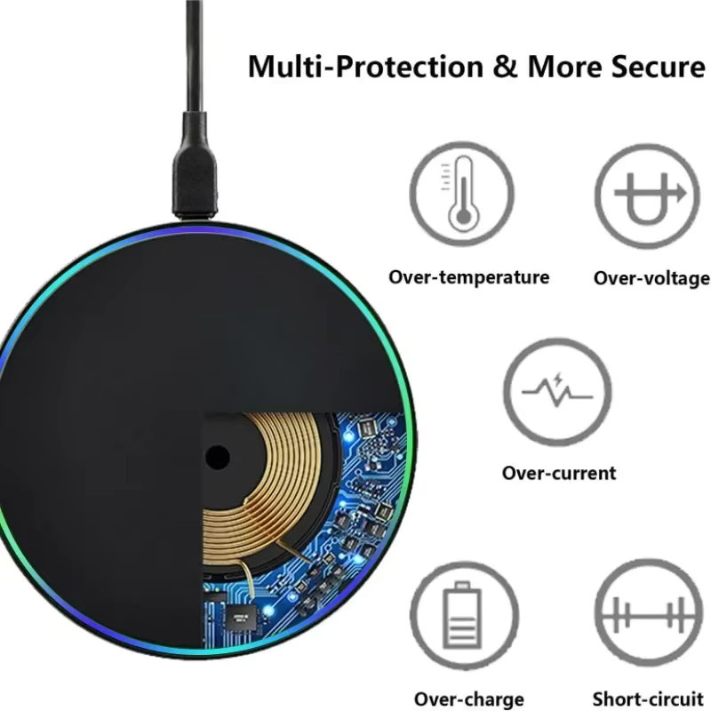 Opansten Drahtlose Ladestation mit LED-Licht für iPhone, Samsung, Xiaomi und AirPods in Weiß - Bild 6