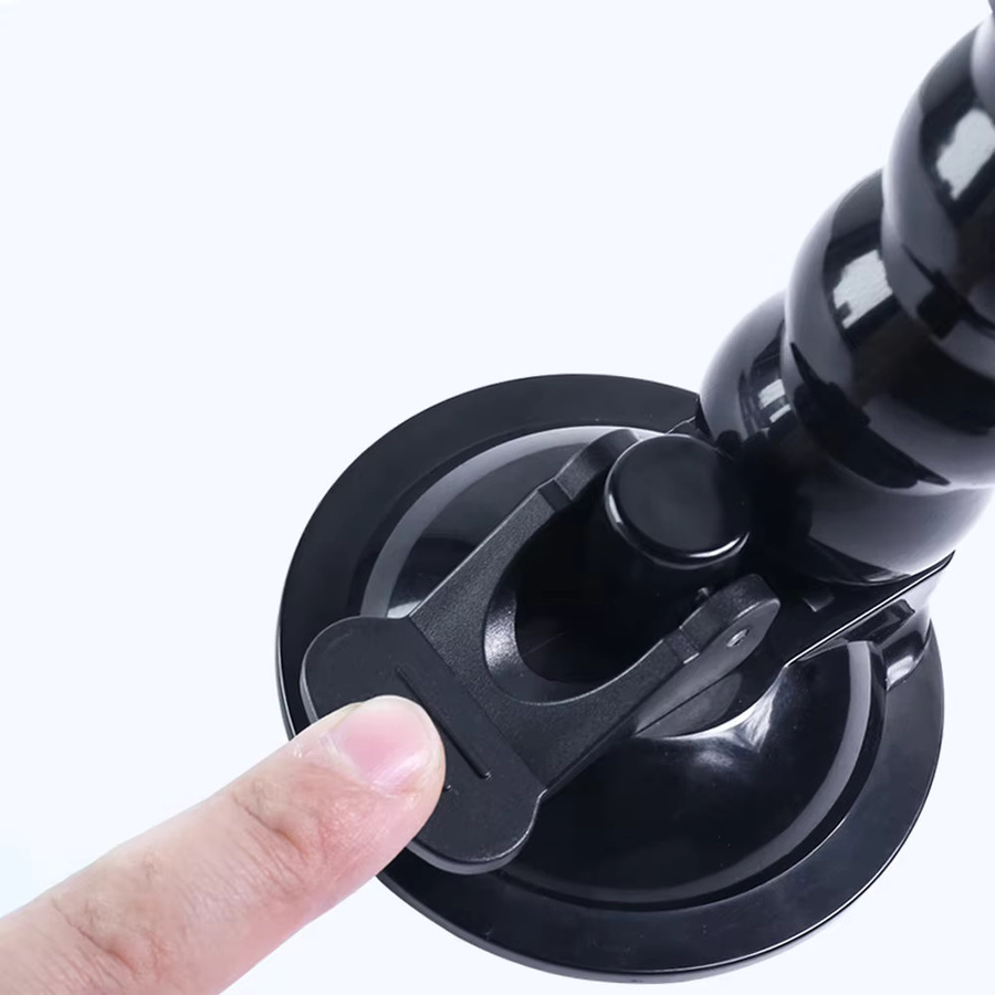 EXSKOF Flexible Schwanenhals-Saugnapfhalterung in Schwarz für GoPro, Insta360 und DJI Action-Kameras sowie Smartphones mit 360-Grad-Drehverschluss und 1/4-Zoll-Adapter - Bild 3