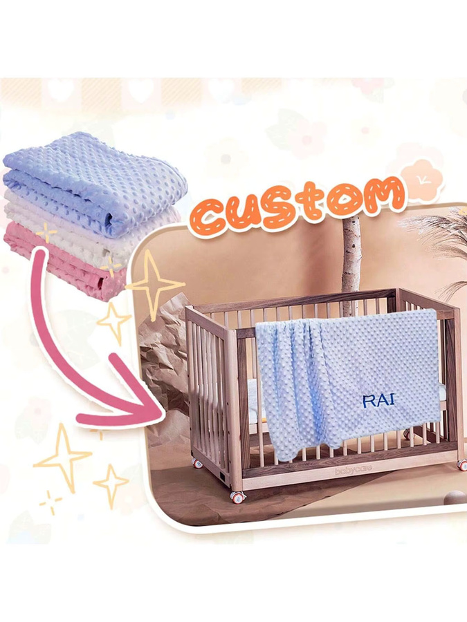 NanBeiCat Personalisierbares Baby-Geschenkset mit Namensstickerei, Musterdecke, Spucktüchern und Stilltuch in Pink - Bild 1
