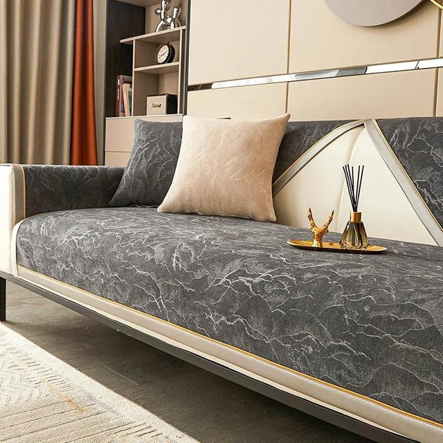 Super Six Jacquard Sofabezug für Ecksofas und Sessel in Schwarz und Grau, gestreiftes Design, Breite: 70 cm - Bild 1
