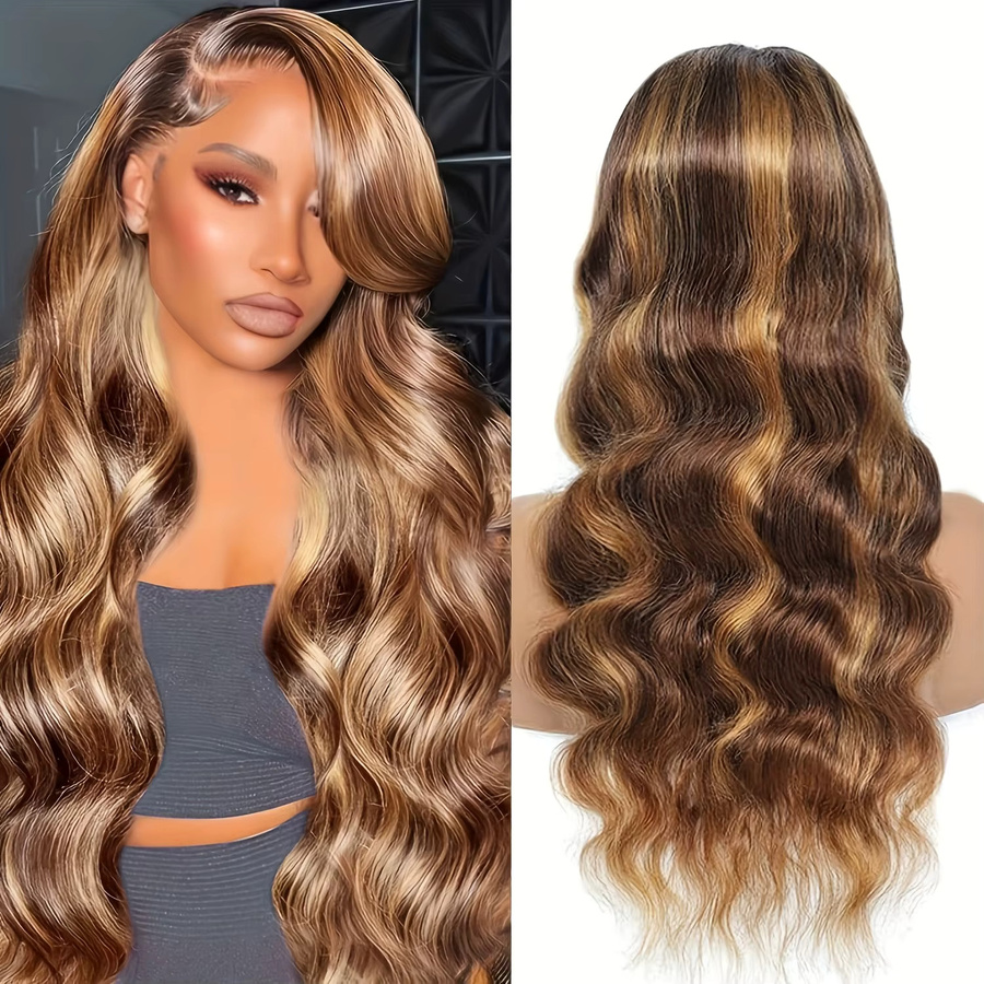 TTSMINS Perücke, Honigblondes Echthaar, Ombre Deep Wave, 30 Zoll - Bild 2