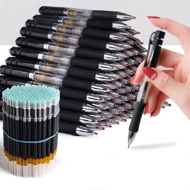 MROOFUL Kugelschreiber Set mit 23 Stück, 0,5 mm Mine, Farben Schwarz, Rot und Blau, einziehbar und mit austauschbarer Nachfüllung - Bild 1