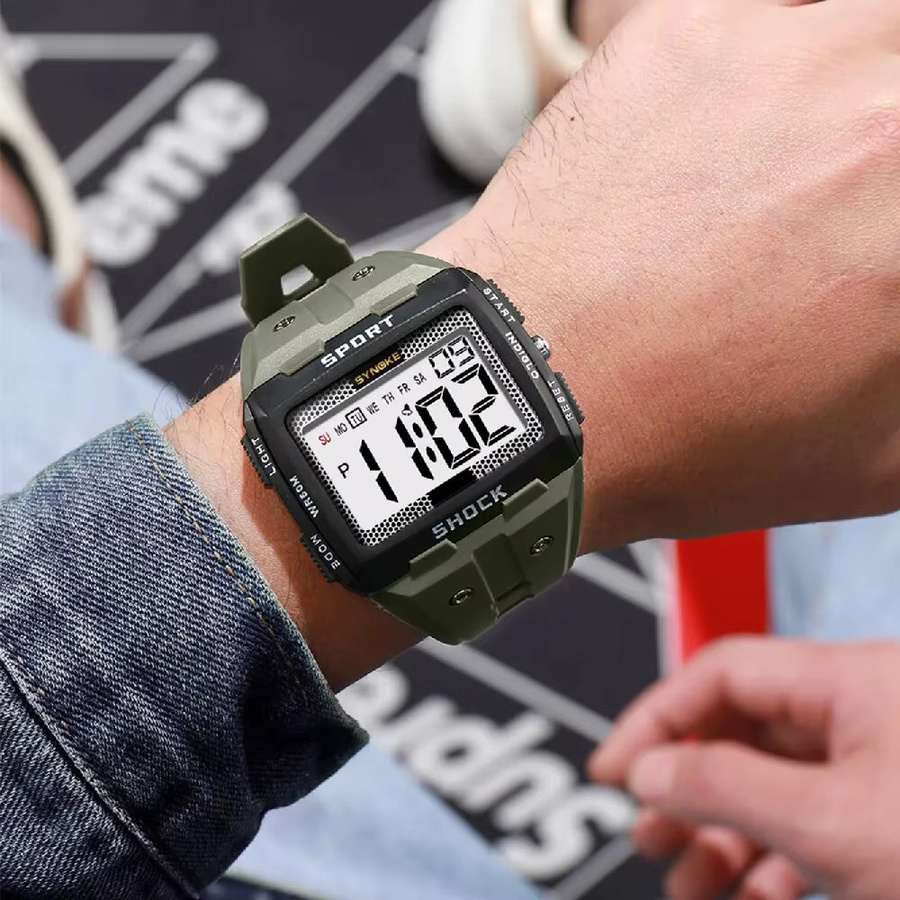 Synoke Digitaluhr, Kunststoff, Silber, Herren, wasserdicht - Bild 3