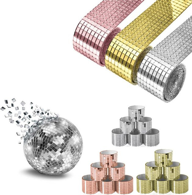 Leeseph Selbstklebende Mosaikfliesen in Silber, Quadratische Spiegelmosaikfliesen aus Glas für deine DIY-Kunstcollage und Innendekoration - Bild 1