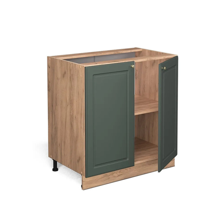 Vicco Spülenunterschrank Fame-Line in Grün-Gold mit Regal und Marmor-Optik im Landhausstil, B/T/H: 80 x 60 x 82 cm - Bild 2