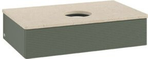 V&B Waschtischunterschrank Antao mit Frontstruktur in Grau-Grün lackiert, B/T/H: 80 x 50 x 19 cm - Bild 1