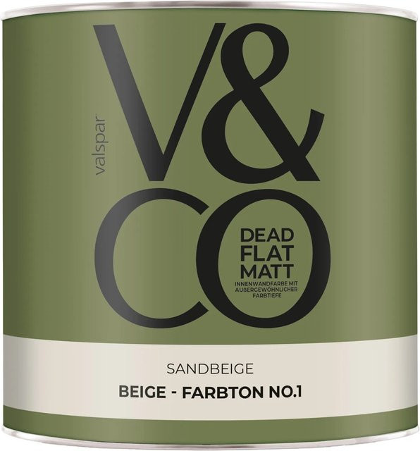 V&CO Premium-Innenfarbe Dead Flat Matt in Beige Sandbeige, 2,5 l - Bild 1