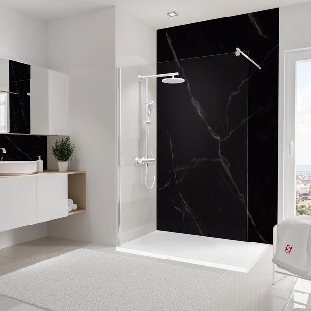 Schulte Duschrückwand DecoDesign Softtouch Stein Marmor in Schwarz B: 255 cm, H: 150 cm - Bild 1