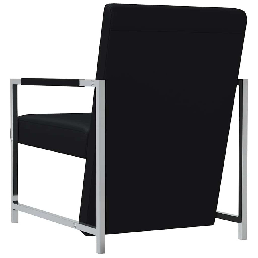 vidaXL Sessel in Schwarz aus Kunstleder mit verchromten Füßen und Armlehnen - Bild 4