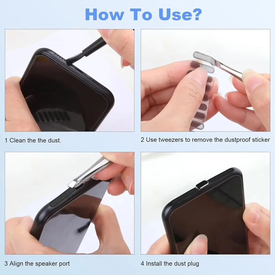 Reinigungs-Set für Smartphone Lautsprecher und Ladebuchsen in Schwarz für iPhone 16 15 Pro Max und Samsung S24 - Bild 5