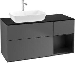 V&B Waschtischunterschrank Finion mit Wandbeleuchtung, Anthrazit lackiert, Breite: 120 cm, Tiefe: 50,1 cm, Höhe: 50,1 cm - Bild 1