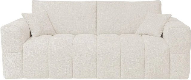 Vente-unique Schlafsofa Issoro in Beige mit Bouclé-Stoff, Breite: 215 cm - Bild 1