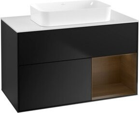 V&B Waschtischunterschrank Finion mit Wandbeleuchtung in Blau Lacquered, Breite: 100 cm, Tiefe: 60,3 cm - Bild 1