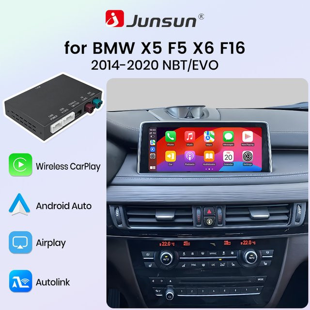 Junsun Wireless CarPlay und Android Auto Interface Modul für BMW X5 F15 F85 X6 F16 F86 (2014-2019) mit Bluetooth und Mirror Link AirPlay in Schwarz - Bild 1