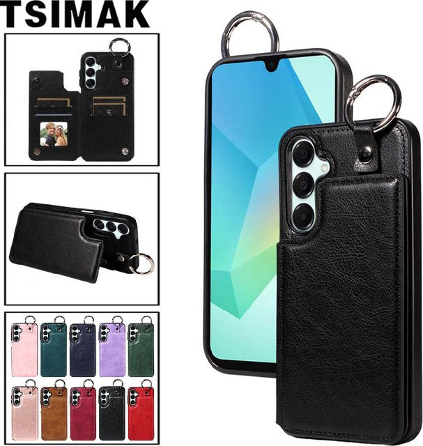 Samsung Brieftaschen-Hülle für Galaxy A16 A06 A05 A05S A04 A04S in Schwarz mit Kartensteckplätzen und doppeltem Magnetverschluss - Bild 1
