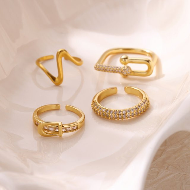 HPTOTMG Ring Edelstahl, Gold, Kristall, Zirkonia, Damen - Bild 1