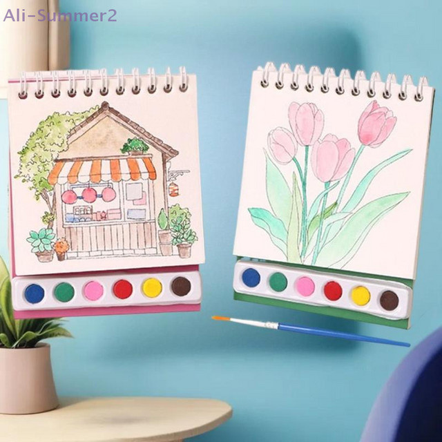 DIY Aquarell Malbuch mit integrierter Farbe als vertikales Desktop Ornament in Multicolour - Bild 1
