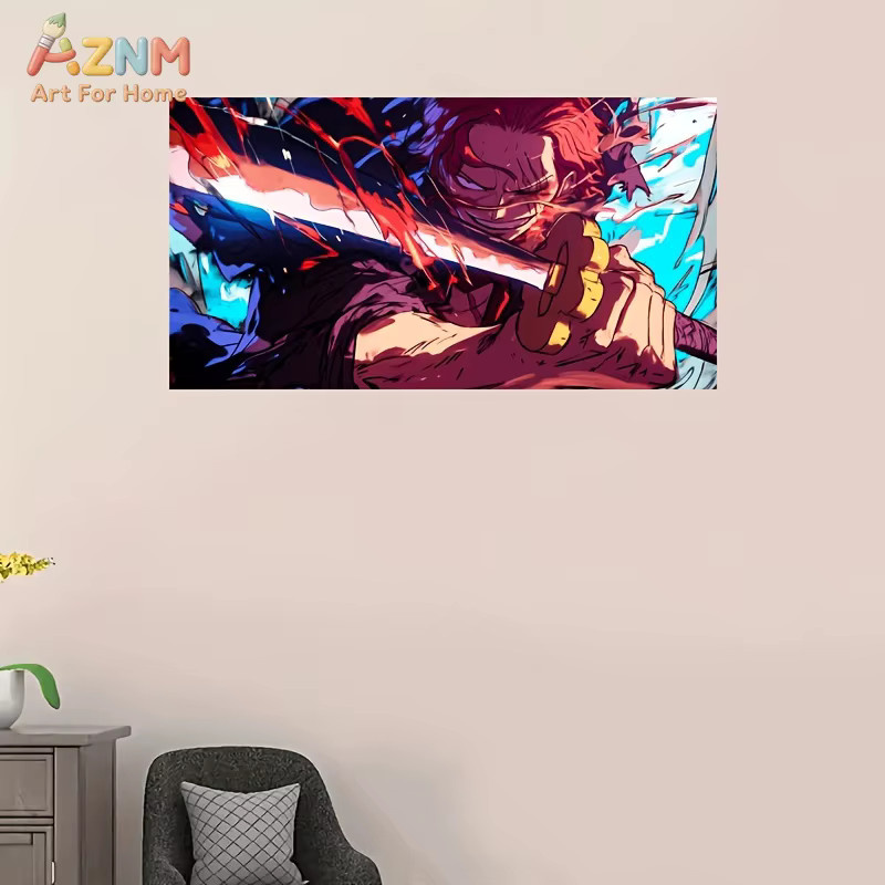 AZNM One Piece Shanks Red Hair Haki Sword Anime Leinwand-Wandkunstdruck als ungerahmtes Poster in Mehrfarbig für deine Heimdekoration - Bild 5
