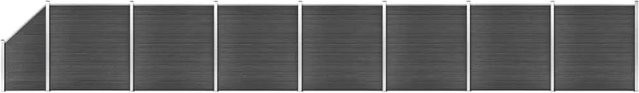 vidaXL Zaunelement Set WPC in Schwarz, Oberfläche aufgesetzt, B/H: 1311 x 186 cm - Bild 1