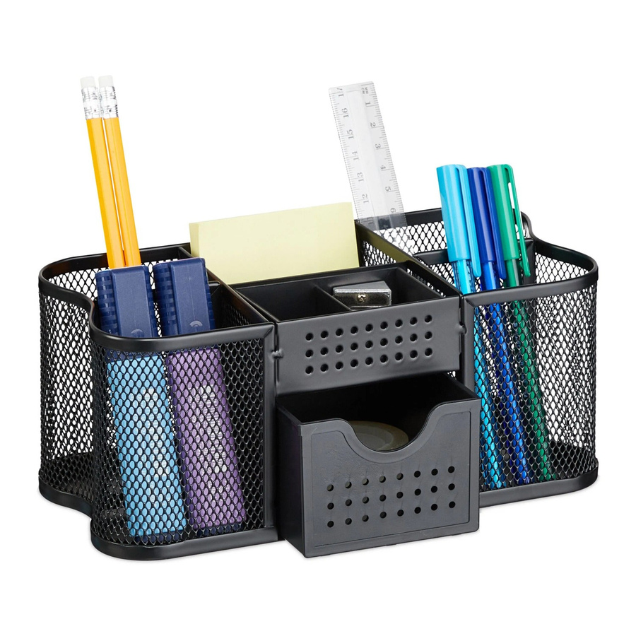 Relaxdays Schreibtisch Organizer mit Mesh-Design aus Stahl und Kunststoff, Schwarz, B/T/H: 23,5 x 11,5 x 10 cm - Bild 2