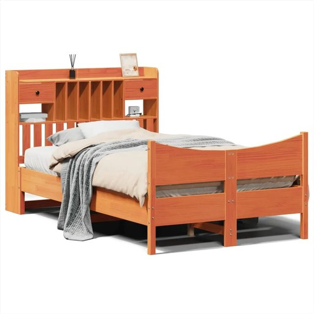 vidaXL Massivholzbett aus Kiefernholz mit Schubladen in Braun, B/T/H: 135 x 190 x 110 cm - Bild 1