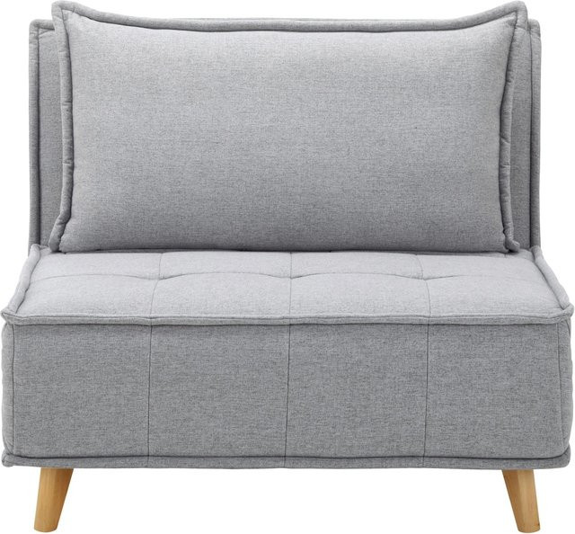 Bessagi Home Schlafsessel Layla in Hellgrau aus Webstoff mit Armlehnen und Birkenholz-Gestell, B/T/H: 84 x 92 x 104 cm - Bild 1