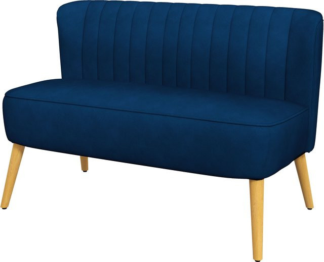 HOMCOM 2 Sitzer Sofa Modernes Polstersofa mit Samt-Optik in Dunkelblau, B/T/H: 117 x 56,5 x 77 cm - Bild 1