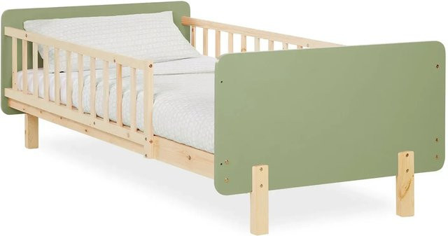 Homestyle4u Kinderbett aus Kiefernholz mit Rausfallschutz und Lattenrost in Grün - Bild 1